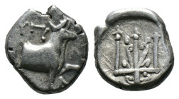 (Silver, 1.72g 11mm) THRACE. Byzantion. Circa 387/6-340 BC. Hemidrachm