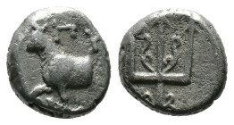 (Silver, 1.76g 11mm) THRACE. Byzantion. Circa 387/6-340 BC. Hemidrachm