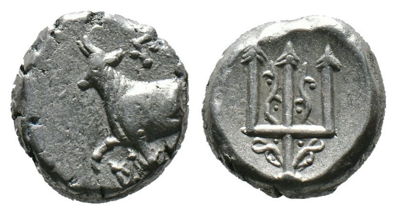 (Silver, 1.93g 11mm) THRACE. Byzantion. Circa 387/6-340 BC. Hemidrachm