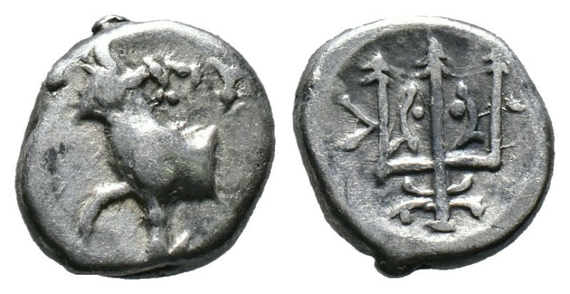 (Silver, 1.76g 11mm)THRACE. Byzantion. Circa 387/6-340 BC. Hemidrachm