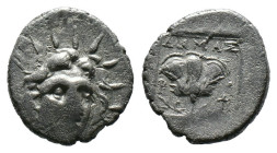 (Silver, 1.33g 12mm) CARIA Rhodos AR Hemidrachm, c. 125-88 BC .