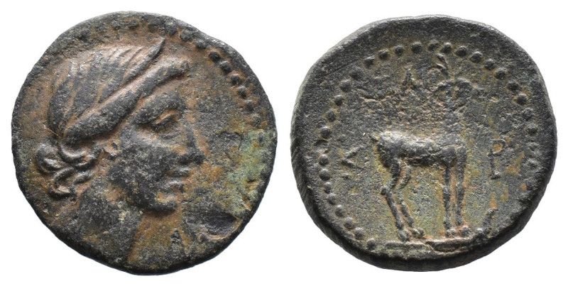 (Bronze, 3.34g 19mm) Pamphylia, Perge (?)Circa 2nd century BC AE.