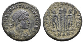 (Bronze, 2.90g 18mm) Constantius II, as caesar Nummus.