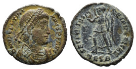 (Bronze, 2.45g 18mm) Valentinian I AD 364-375. Thessaloniki Follis AE.