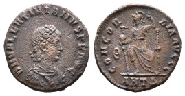 (Bronze, 2.56g 18mm) Valentinian II Nummus, AD 375-392.AE.