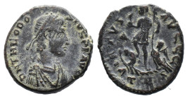 (Bronze, 2.65g 17mm) Theodosius I. A.D. 379-395. AE