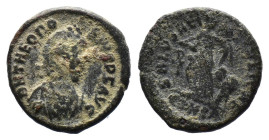 (Bronze, 1.16g 14mm) Theodosius I. A.D. 379-395. AE
