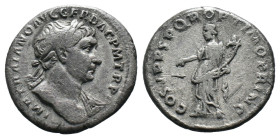 (Silver, 3.00g 19mm) Trajan, 98-117. AR Denarius Rome, circa 107.
Laureate bust of Trajan to right, with drapery on left shoulder.
Rev. Aequitas stand...