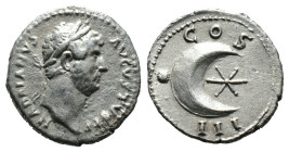 (Silver, 2.77g 21mm) Hadrian AR Denarius, AD 132-134.