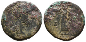 (Bronze, 22.43g 32mm) Marcus Aurelius. AE. Sestertius, AD 161-180.