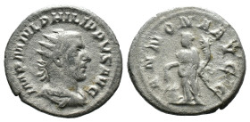 (Silver, 3.36g 23mm) Philippus I Arabs (244-249 AD). AR Antoninianus