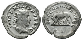 (Silver, 2.45g 24mm) Philippus I Arabs (244-249 AD). AR Antoninianus