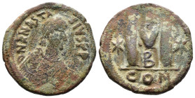 (Bronze, 17.99g 33mm) JUSTIN I (518-527). Costantinople Follis.