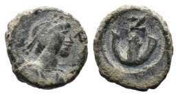 (Bronze, 1.94g 12mm) JUSTINIAN I. 527-565 AD. AE.