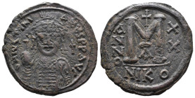(Bronze, 19.78g 36mm) Justinian I AD 527-565. Nikomedia Follis