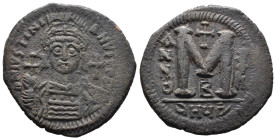 (Bronze, 19.25g 36mm) Justinian I AD 527-565. Theoupolis (Antioch) Follis or 40 Nummi