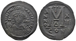 (Bronze, 23.67g 42mm) Justinian I (527-565), Follis,Costantinople, AD 539-565, AE