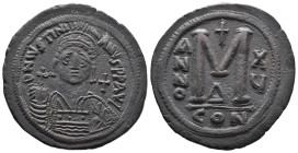 (Bronze, 23.48g 41mm) Justinian I (527-565), Follis,Costantinople, AD 539-565, AE