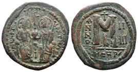 (Bronze, 14.65g 33mm) Justin II (565-578) and Sophia AE follis Antioch