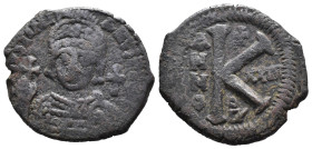 (Bronze, 9.08g 30mm) JUSTIN II (565-578). Half Follis.