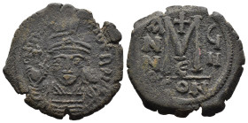 (Bronze, 11.63g 31mm) Maurice Tiberius AE. Costantinople AD 593-594.