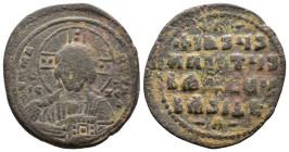 (Bronze, 14.18g 34mm) Anonymous Folles. temp. Basil II & Constantine VIII, circa 1020-1028.