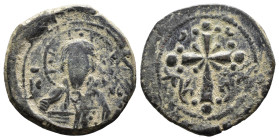 (Bronze, 6.15g 26mm) Anonymous AE 40 Nummi. Constantinople, time of Nicephorus III, AD 1078-1081.