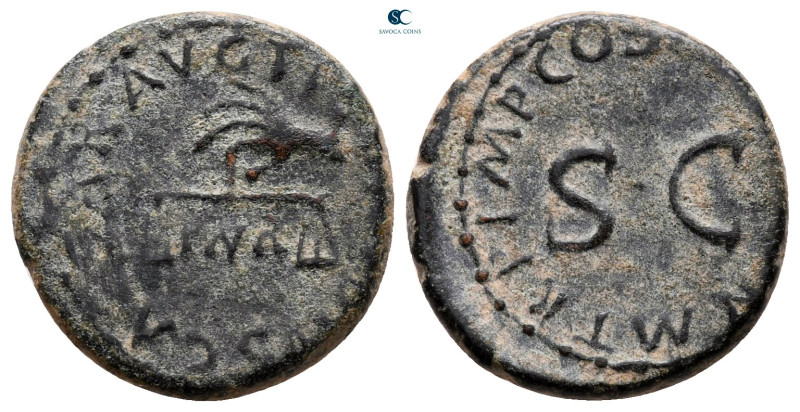 Claudius AD 41-54. Rome
Quadrans Æ

17 mm, 2,91 g



nearly very fine