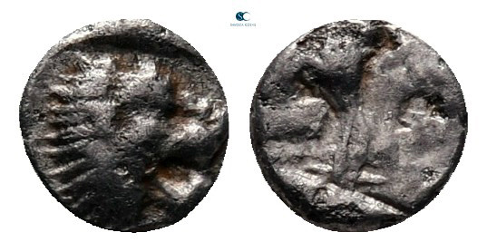 Caria. Uncertain mint circa 400-380 BC. 
Tetartemorion AR

 mm, 0,23 g


...