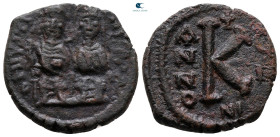 Justin II and Sophia AD 565-578. Nikomedia. Half Follis or 20 Nummi Æ