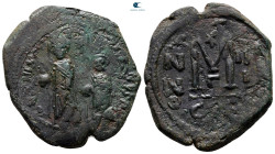 Heraclius with Heraclius Constantine AD 610-641. Constantinople. Follis or 40 Nummi Æ