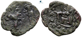 Heraclius with Heraclius Constantine AD 610-641. Constantinople. Follis or 40 Nummi Æ