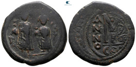 Heraclius with Heraclius Constantine AD 610-641. Constantinople. Follis or 40 Nummi Æ