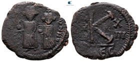 Heraclius with Heraclius Constantine AD 610-641. Thessalonica. Half Follis or 20 Nummi Æ