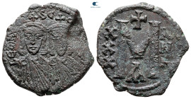 Leo III the "Isaurian", with Constantine V AD 717-741. Constantinople. Follis or 40 Nummi Æ