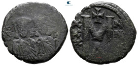 Leo III the "Isaurian", with Constantine V AD 717-741. Constantinople. Follis or 40 Nummi Æ