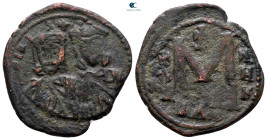 Michael II with Theophilus AD 820-829. Constantinople. Follis or 40 Nummi Æ