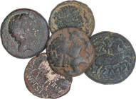 Lote 5 monedas As. CELSE (VELILLA DE EBRO, Zaragoza). AE. Cuatro leyenda ibérica y uno Época de Augusto (AB-809). A EXAMINAR. BC+ a MBC.