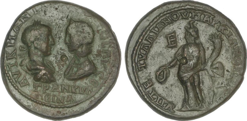 AE 26. Acuñada el 238-244 d.C. GORDIANO III y TRANQUILINA. Anv.: Bustos enfrenta...