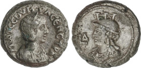 Tetradracma. Acuñada el 244-249 d.C. OTACILIA SEVERA. ALEJANDRIA. Anv.: Busto diademado a derecha, alrededor leyenda. Rev.: Busto de Apolo a izquierda...
