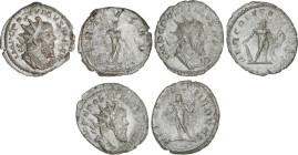 Lote 3 monedas Antoniniano. 259-268 d.C. PÓSTUMO. AR. VIRTVS AVG, NEPTVNO REDVCI y HERC. DEVSONIENSI. A EXAMINAR. RIC-64, 76, 92. MBC+.