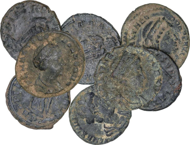 Lote 8 monedas Fracción de Follis. Acuñadas el 337-340 d.C. TEODORA. CONSTANTINO...