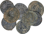 Lote 8 monedas Fracción de Follis. Acuñadas el 337-340 d.C. TEODORA. CONSTANTINOPLA, ROMA y TREVERI (6). Anv.: FL. MAX. THEODORAE AVG. Busto a derecha...