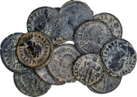 Lote 13 monedas Maorina reducida 22 mm. Acuñadas el 383-392 d.C. ARCADIO. AE. Dos reversos diferentes: 11x GLORIA ROMANORVM y 2x VIRTVS EXERCITI. Dive...