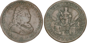 Medalla proclamación. 1746. SEVILLA. Rev.: HISPAL IN EIVS PROCLAMATIONE. Br. Ø 34 mm. Busto de Felipe V. He-27. MBC.
