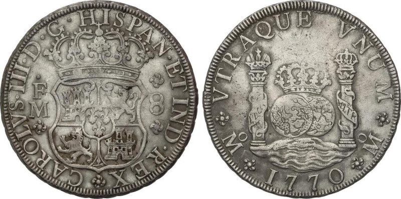 8 Reales. 1770. MÉXICO. F.M. 26,84 grs. Columnario. (Pequeños golpecitos). AC-11...