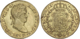 2 Escudos. 1813. CATALUNYA (Mallorca). S.F. 6,69 grs. (Golpecito en canto). RARA. AC-1589. MBC.