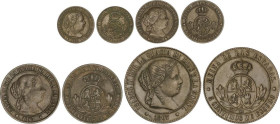 Lote 4 monedas 1/2, 1, 2 1/2 y 5 Céntimos de Escudo. 1867 y 1868. BARCELONA. O.M. 1867: 2 1/2 y 5 Céntimos. 1868: 1/2 y 1 Céntimo. A EXAMINAR. MBC a E...