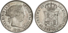 40 Céntimos de Escudo. 1865. MADRID. 5,23 grs. AC-500. EBC/EBC-.
