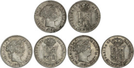 Lote 3 monedas 40 Céntimos de Escudo. 1866. MADRID. A EXAMINAR. AC-501. MBC a MBC+.